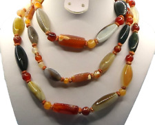 Vintage Beggar Beads Necklace Semi Precious Stone, Agate, Jasper, Jade, & More picture