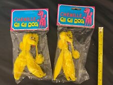 1970's Vintage Set of 2  Chenille Googly Eye Yellow Poodle Gi Gi Dogs picture