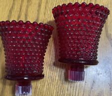 Vintage Red Hobnail Glass Votive Peg End Candle Holder 3.75 in Tall picture