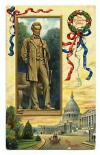 1914 ABRAHAM LINCOLN*ST GAUDENS STATUE*CAPITOL*PATRIOTIC*RED WHITE BLUE*EMBOSSED picture