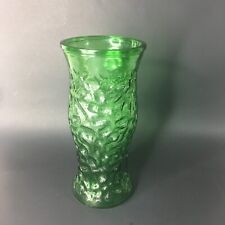 Vintage Emerald Green HOOSIER Crinkle Textured Glass Vase picture