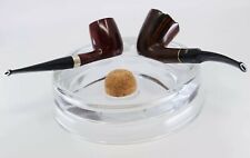 Round 2 Pipe Ashtray In Clear Heavy Glass Rest for 2 Pipes with Knocker Cork picture