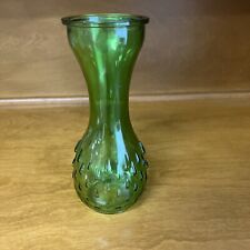 Mid Century Green Glass Teardrop Hob Nail Press Glass Vase 8.5” picture