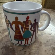 Vintage Laurel Burch Mug - The Art of Human Being 1992 Gold Detail Taiwan New picture