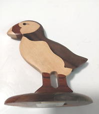 Vintage Tricolor Wooden Puffins Lovely Bird Sculpture from the Philippines picture