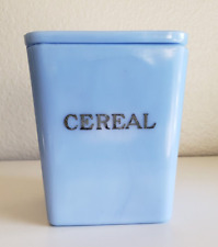 Jeannette Delphite Blue Milk Glass 1930s Square 29 Ounce CEREAL Canister Jar HTF picture