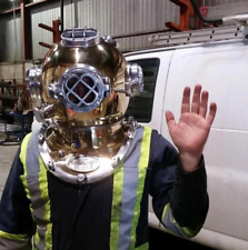 Full Size Antique US Navy Brass Divers Diving Helmet Mark V Deep Sea Scuba Gift picture