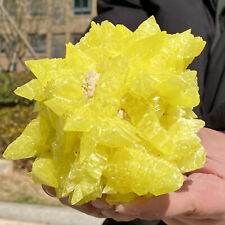 2.1LB Rare yellow sulfur crystal quartz crystal mineral specimen picture