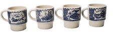 Currier And Ives Coffee Mugs Cups Set Of 4 RARE HTF **CRAZING** picture