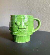 Vintage Green Ceramic Miniature Tiki Face Mug Coffee Tea Hot Beverage Unique picture