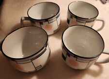 Noritake Stoneware METRONOME Mug Cup Set Of 4 Geometric Retro Art Deco Excellent picture
