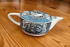 Vintage Royal China Currier & Ives Teapot Blue Lighthouse Tall Ships  picture