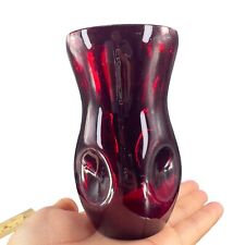 Art Glass Ruby Red Indented Dimple Vase Mid Century Modern Glass Vase picture