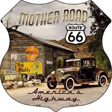 ROUTE 66 MOTHER ROAD ALUMINUM METAL NOVELTY HIGHWAY SHIELD SIGN picture