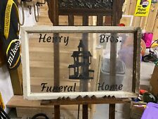 Vintage Henry Bros Funeral Home Glass Window 30