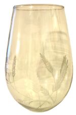Vintage Etched Smoked Glass Vase Etched Wheat Pattern Large Vase picture