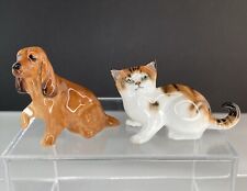 Vintage Royal Doulton Miniature Porcelain Cat and Injured Dog picture