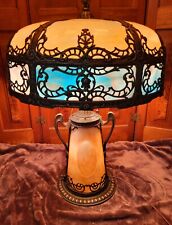 Slag Glass Antique Lamp with Lighted Bump Glass Base picture