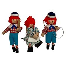 Vintage 1977 Raggedy Ann & Andy Playtime Ornaments Bobbs Merrill Lot Of 3 picture