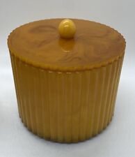 Vintage Bakelite Butterscotch Lidded Powder Puff Jar Pot Art Deco MCM picture