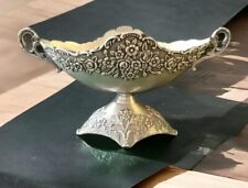 Pewter / Silver color Embossed Candy Dish Vintage Rare ornate pattern  picture