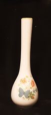 Vintage White Porcelain Bud Vase w/butterfly & Flowers, 6369 Japan picture