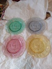 Set Of 4 Plates Longaberger Dresden Tour Blue, Pink, Green, Yellow 1995-1998  picture