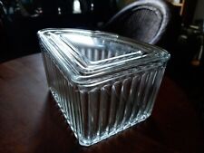 #1 VINTAGE Clear Glass REFRIGERATOR DISH & Lid Ribbed Design -   picture