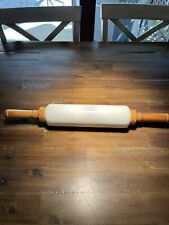 MILK GLASS ROLLING PIN WOOD HANDLE IMPERIAL MFG. CAMBRIDGE OHIO FARM HOUSE picture