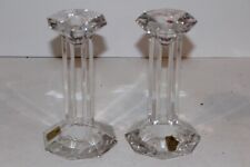 Set Of Bleikristall Made In Germany Lead Crystal Double Column Candlesticks 6