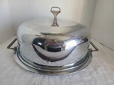 MID-CENTURY  Chrome Metal Kromex CAKE Tray Server/COVER picture