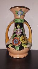 Vintage Handpainted Double Handle Lusterware Ceramic Vase Flowers Decor - Japan picture