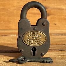 Pony Express 1860 Property Of C.O.C. & P.P. Express Lock, Cast Iron With 2 Keys picture