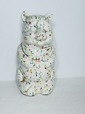 1960’s splatter paint piggy Bank 9’ Tall White Pig Colorful Spots Has Stopper picture
