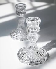 Taper Candle Holders Set of 2, Clear Glass Candlestick Holder Fit 0.8 Inch picture