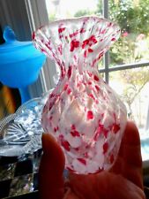 Clichy Glass Vase Cranberry Pink Fish Scale Confetti Swirl Mottled c. 1930s picture