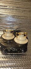 Vintage Pearl China Co Candlestick Holders Pair Pearlescent Finish 22KT picture