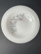 VTG Federal Glass Pink Clover Rimmed Soup Bowls 7 Inch Milk Glass Flower picture