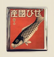 Asian Fish Cigarette Case Business Card ID Holder Wallet Vintage Ad Koi picture