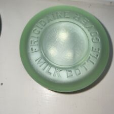 Antique - MILK BOTTLE COVER -  Green Glass Lid - Great Color Uranium  Glass picture