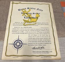 U.S. Navy Recruiting Service Landlubbers Acceptance Certificate 1958 picture