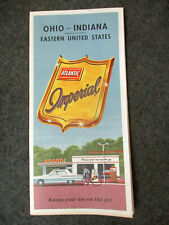 Vintage ATLANTIC Imperial OHIO- INDIANA Highway Road Gas Station Travel Map 1964 picture