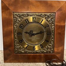 Vtg General Electric Telechron Wood Framed Metal Faced Larg Wall Clock Tested picture