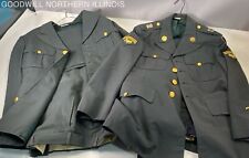 Vintage Vietnam Era US Army Green Tropical Wool Dress Uniforms - 2 Coats 2 Pants picture
