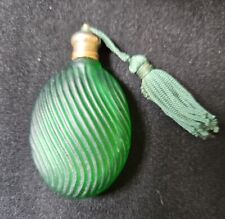 Vintage Satin Dark Green Glass Perfume Bottle with Tassel picture