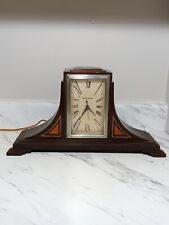 Vintage 1930s Manning Bowman Art Deco Inlay Wood Shelf Mantle Clock WORKS picture