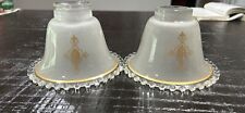 2 Imperial Candlewick Glass Light Shade Frosted Gold Decoration Excellent Con. picture