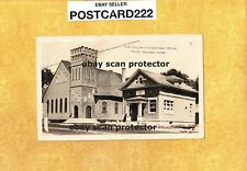 CT Falls Village 1924 antique RPPC real photo postcard M E Church & bank Conn picture