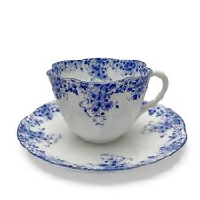 Vintage Shelley England Dainty Blue Floral Teacup & Saucer Bone China picture