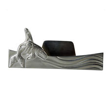 Native American Business Card Holder Orca Whale Design Polished Pewter picture